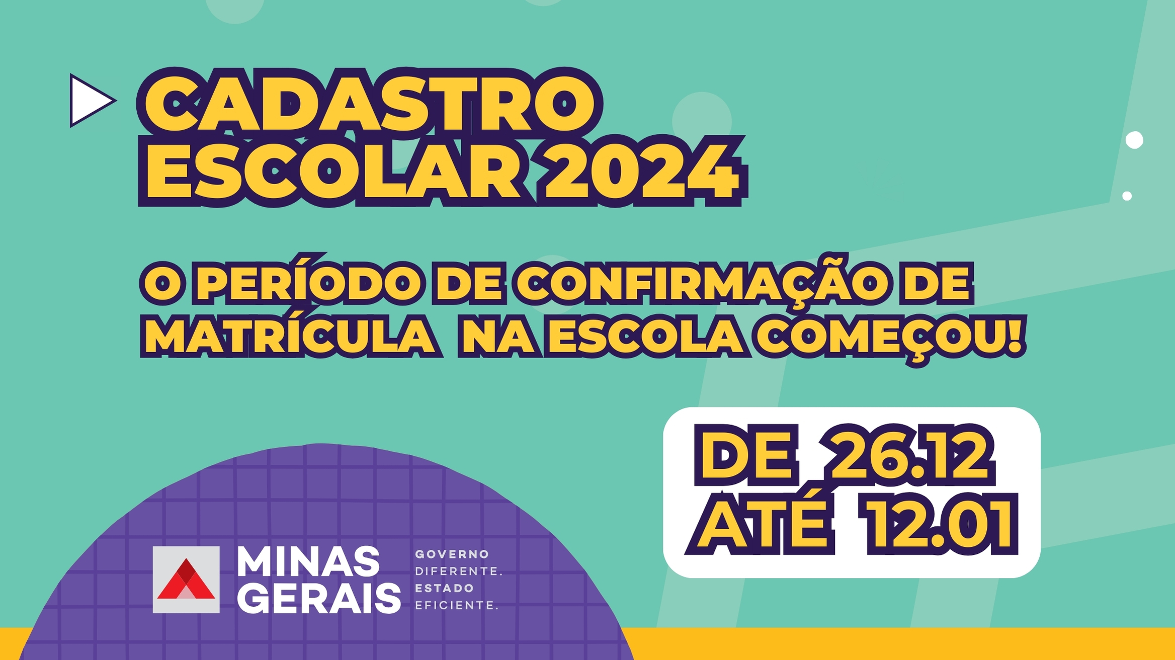 Confirmação da matrícula na rede estadual de Minas Gerais vai até 12 de janeiro