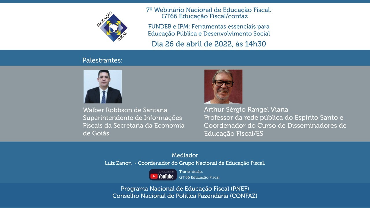 Webinário Nacional de Educação Fiscal discute FUNDEB e IPM