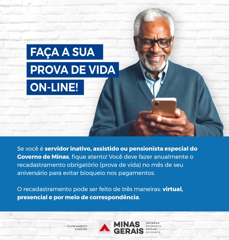 Prova de vida de servidor inativo, assistido ou pensionista especial do Governo de Minas (2025)